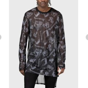 Killstar Ossuary Long Sleeve Sheer Top Skeleton Goth Black Unisex Size M